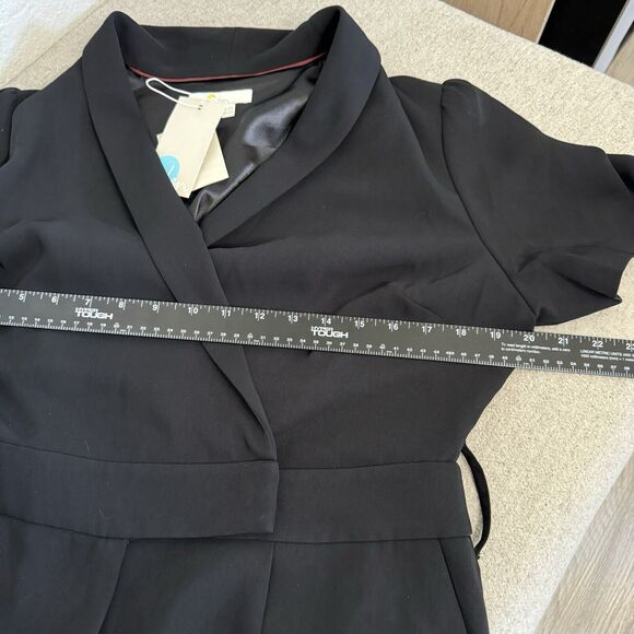 Boden Jumpsuit Women 10 Black Ottoline Wrap One Piece Suit Pockets Office Work - Picture 6 of 12